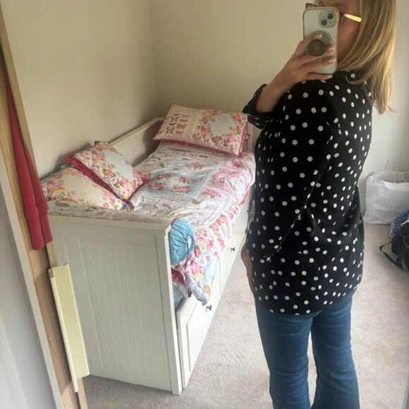 Black and white polka dot cropped sleeve suit jacket - Picture 2 of 6